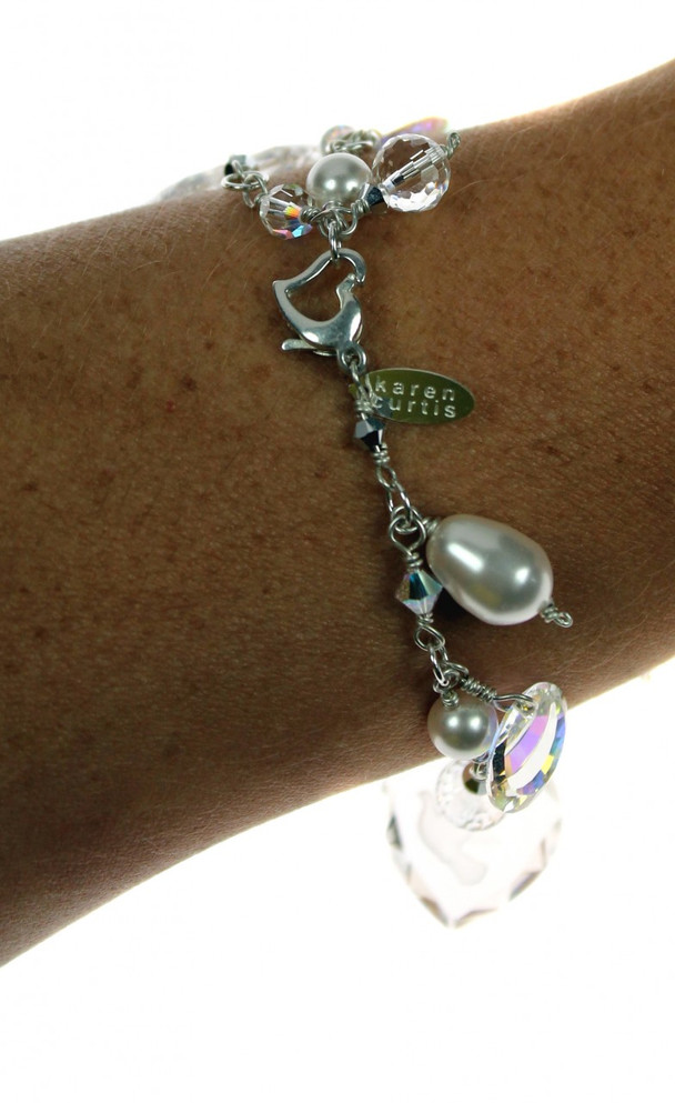 Hand crafted Sterling Silver Bridal Charm Bracelet made with SWAROVSKI ELEMENTS