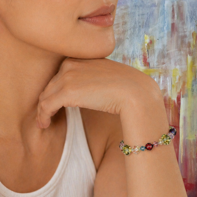 Colorful Swarovski Crystal Stackable Bangle Bracelet - Botanical Collection