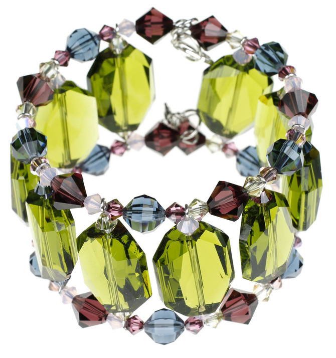 Limited Edition Olivine Swarovski Crystal Cuff Bracelet - Botanical Collection