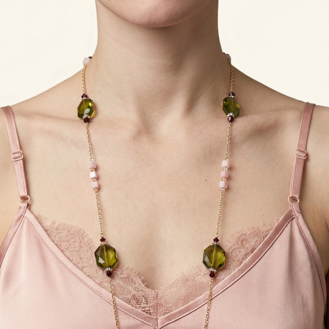 Sterling Silver Swarovski Crystal Chain Wire Wrapped Crystal Necklace - Botanical