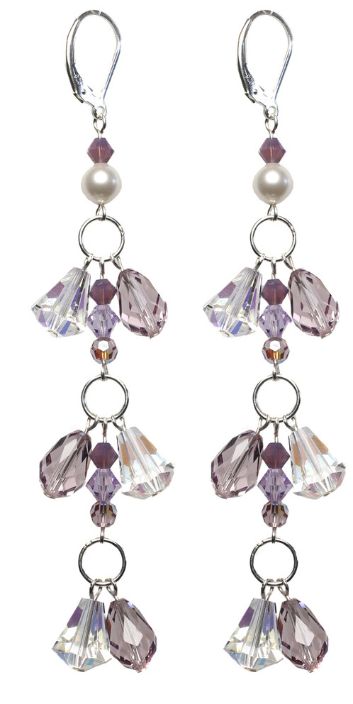Lavender Crystal Shoulder Duster Earrings - June