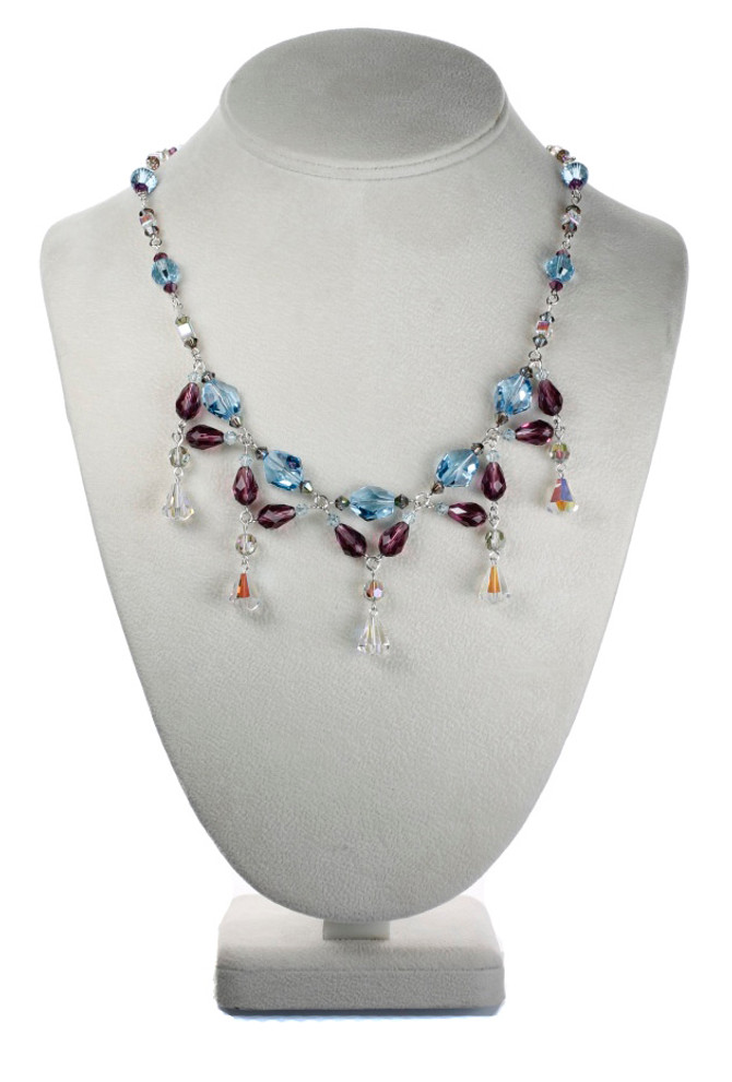 Hand made Designer Crystal Necklace made with Swarovski Crystal and Sterling Silver