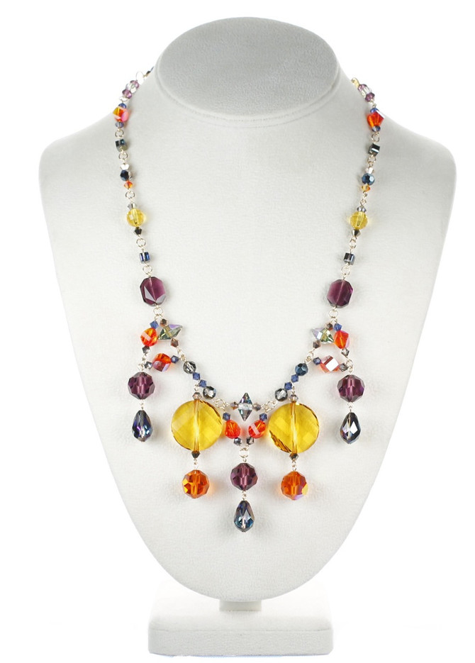 chunky colorful crystal necklace by Karen Curtis in NYC