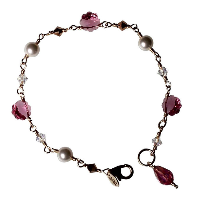 pink crystal flower bracelet