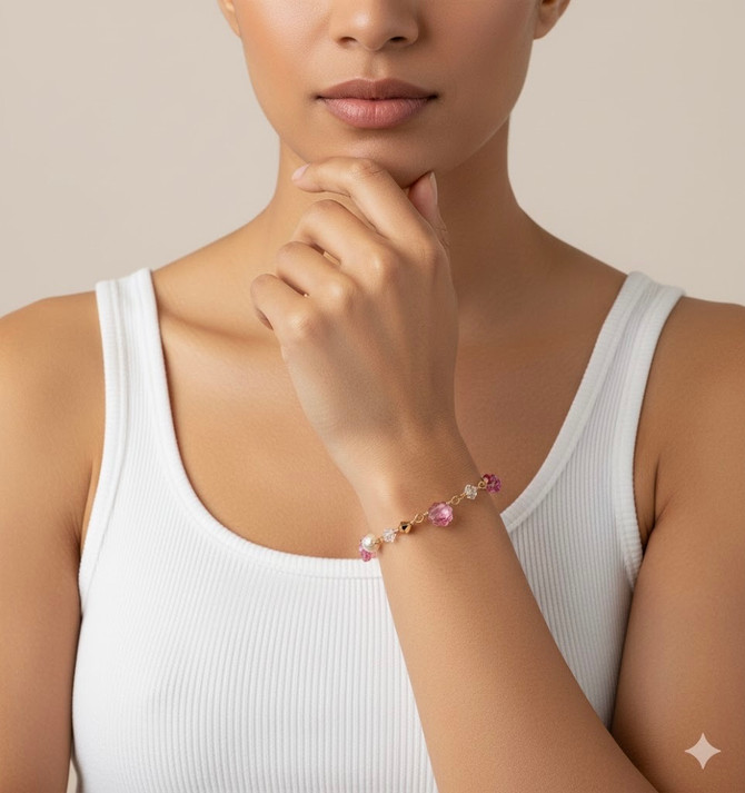 Pink Crystal Flower Bracelet