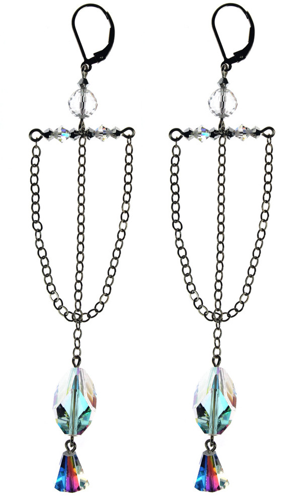 Sail boat bridal earrings are Made with SWAROVSKI ELEMENTS on Sterling Silver. Limited Edition.