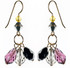 Swarovski Crystal 14k Gold Filled Grey, purple & black Triple Drop Earrings - Fire Collection