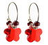 Siam Red Hoop Earrings. Valentines Day Crystal Jewelry.
