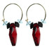 Red,blue and black earrings with 14K gold filled metal and Swarovski crystal