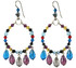 Multicolored crystal hoop earrings with teardrop dangles - 14K gold filled metal