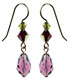 Purple amethyst crystal and gold earrings