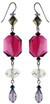 Large red crystal shoulder duster earrings. Sterling silver and Swarovski crystal