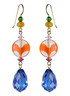 14K Gold Filled Swarovski Crystal Sapphire Statement Drop Earrings with Vintage Glass - Confectionary