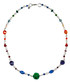 limited edition rainbow colored necklace designed for pride month. necklace made with crystals from Swarovski and semi precious beads by designer karen curtis