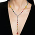 Wire Wrapped Sterling Silver Rainbow Statement Necklace made with Crystals From Swarovski
