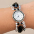 Black & White Swarovski Crystals & Sterling Silver Bracelet Watch