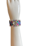 Jewel Toned Multi Colored Swarovski Crystal Watch Cuff Bracelet features Sterling Silver