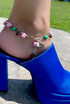 Apple Green,  Pink & Ivory Vintage Swarovski Crystal Anklet featuring Smokey Quarts & Sterling Silver