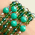 Limited Edition Green Bangle Bracelet with modern & vintage Swarovski Crystal