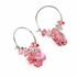 Pink Flower Hoop Earrings made with crystals by Swarovski on sterling silver