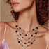 Adjustable Layer Necklace in Sterling Silver with Rare Swarovski Crystals Botanical Inspired