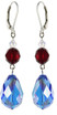 18mm very rare antique sapphire ab swarovski crystals handcrafted on sterling silver with leaver back ear wire