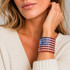 American Flag Cuff Bracelet, 600 Swarovski Crystals, Finished with Sterling Silver Magnetic Clasps