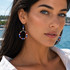 American themed crystal hoop earrings by the Karen Curtis Company handmade in NYC. View on model to get the look