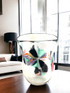 staged one of a kind cane medallion art glass flower vase