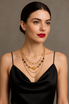 Limited edition necklace by designer, Karen Curtis layered 14 karat gold chain with rare vintage Swarovski crystal. Please note this image is purely to show style and sizing. See other actual product shots for exact details