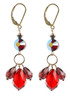 Red and Garnet Crystal Earrings. 1940's Swarovski Vintage Bead on 14K GF.