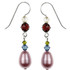 Sterling Silver Swarovski Crystal Pink Satin Pearl Dangle Earrings - Botanical Jewelry
