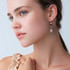 Sterling Silver Swarovski Crystal Pink Satin Pearl Dangle Earrings - Botanical Jewelry