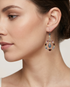 Sterling Silver Swarovski Crystal Wire Wrapped Hoop Earrings with Droplet - Botanical