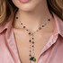 Sterling Silver Swarovski Crystal Lariat Tie Necklace - Botanical Jewelry