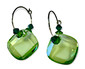 Sterling Silver Green Swarovski Crystal Hoop Earrings