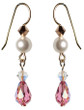 1.5 inch 14K Gold Filled Swarovski Pink Rose Crystal Drop Earrings