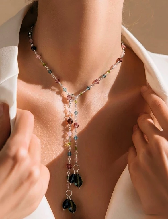 Luxury Swarovski crystal necklaces handcrafted in New York City by jewelry designer Karen Curtis using fine metals and brilliant limited edition crystal designs.