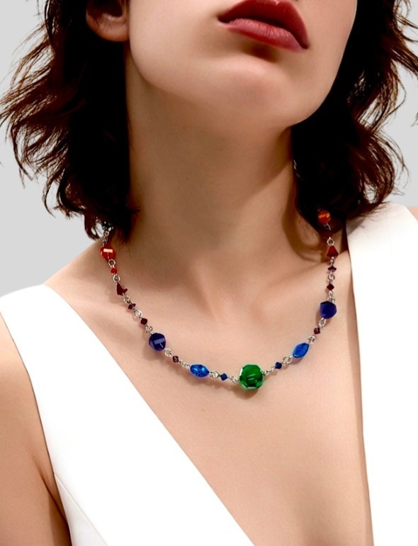 Luxury Swarovski crystal necklaces handcrafted in New York City by jewelry designer Karen Curtis using fine metals and brilliant limited edition crystal designs.