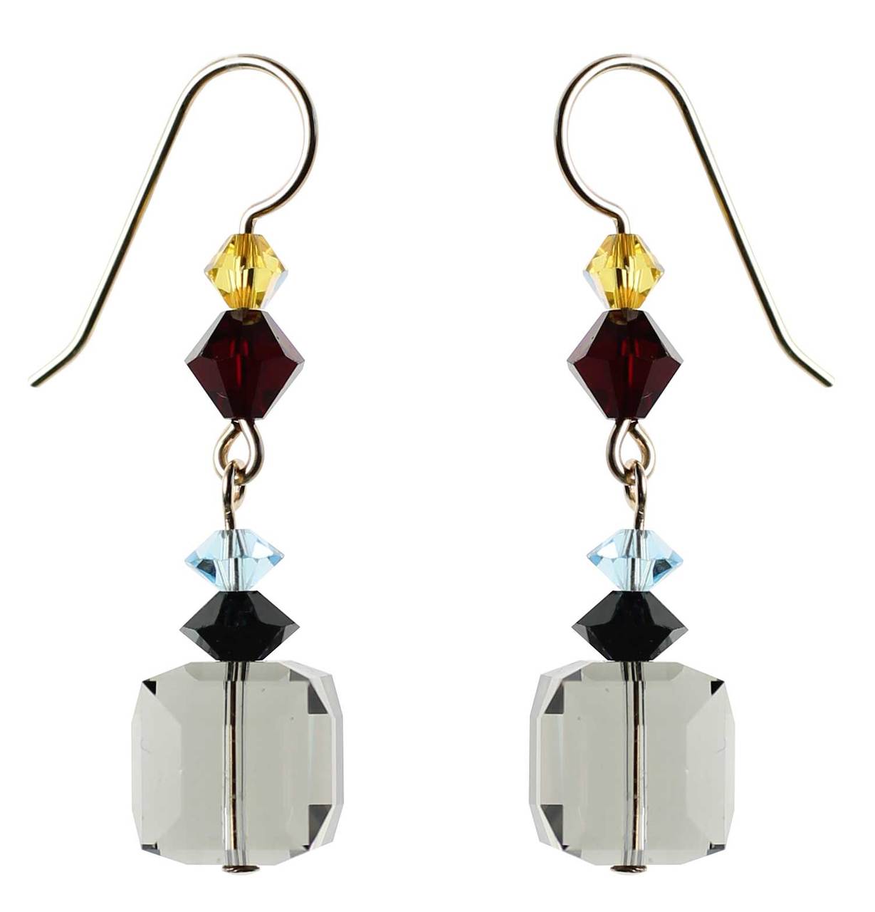 Grey Swarovski crystal dangle earrings 