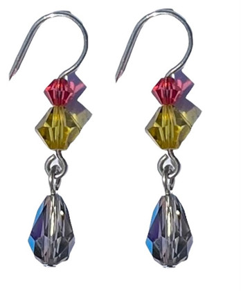 SWAROVSKI GREY CRYSTAL MESH DROP EARRINGS, RHODIUM PLATED - BRANDS from  Adams Jewellers Limited UK