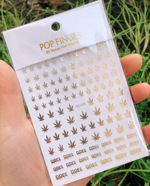Color: Brown - 1PCS New English Alphabet Nail Stickers Multi-Color Laser Reflective Nail Slider Art