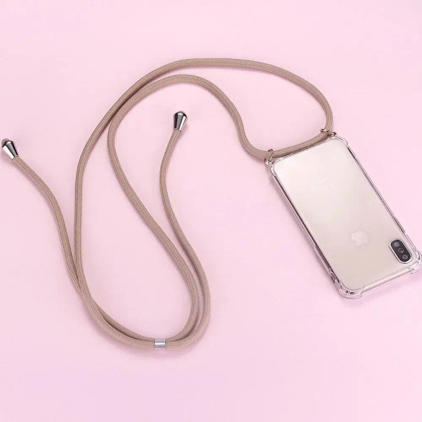 Color: Beige, Bundle: Case & Strap, Material: PC + TPU - Strap Cord Chain Phone Tape Necklace Lanya