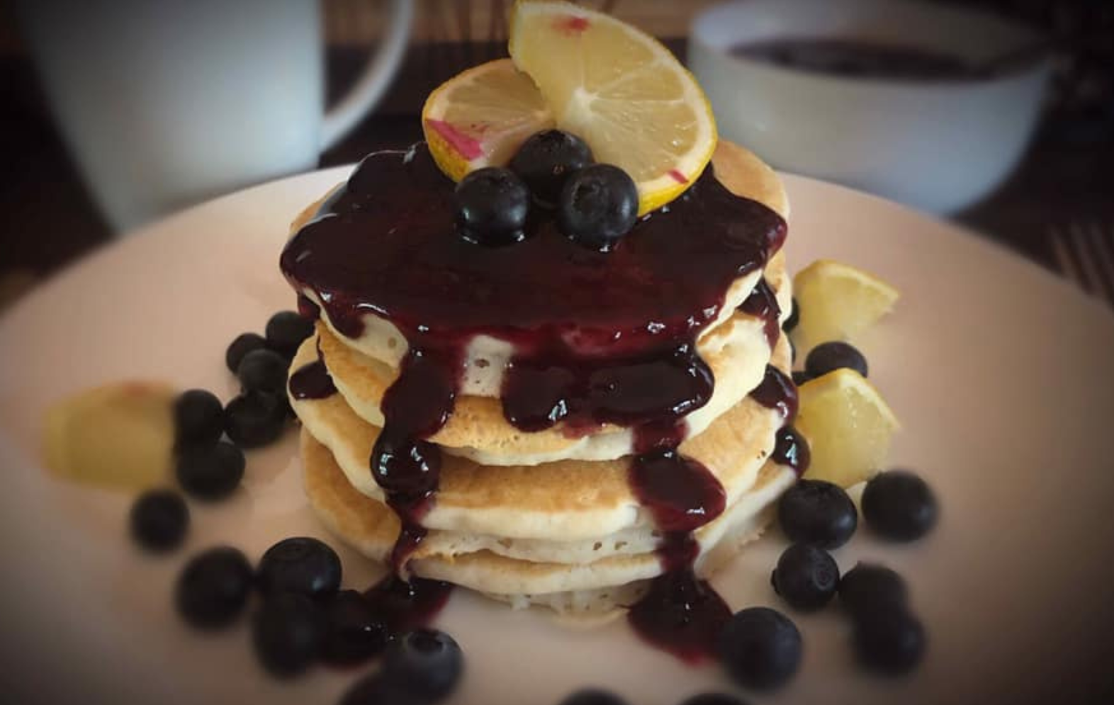 Lemon Pancakes with Blueberry Topping
