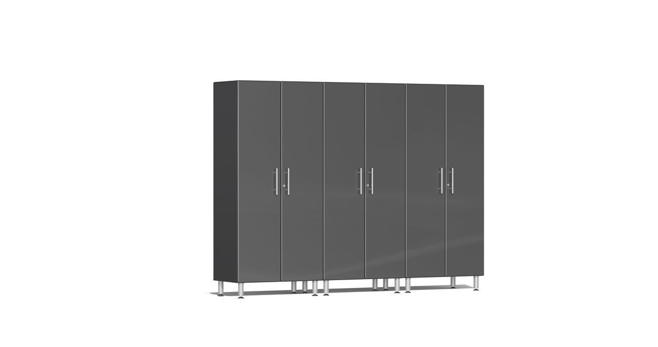 Ulti-MATE Garage 2.0 Series takes the back-to-back Consumers Digest awarded “Best Buy” cabinet line features to the next level. This three (3) piece 2-door tall modular cabinet kit offers oversized storage of nearly 6-ft to be used on single or multi-wall designs. Metallic gloss car-like color facing, industrial strength 1-inch thick shelves, radius profile, soft-close hinges and contemporary style like no other line will exceed any project demands in the garage or workshop. 