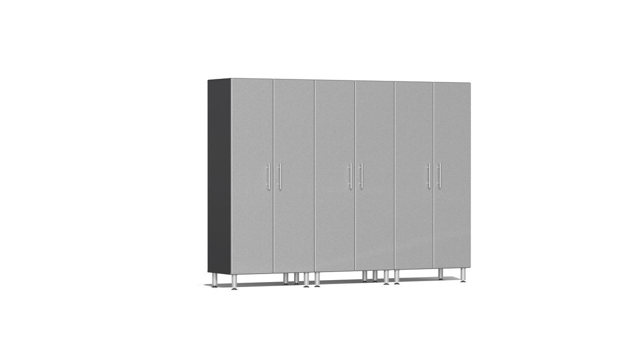 Ulti-MATE Garage 2.0 Series takes the back-to-back Consumers Digest awarded “Best Buy” cabinet line features to the next level. This three (3) piece 2-door tall modular cabinet kit offers oversized storage of nearly 6-ft to be used on single or multi-wall designs. Metallic gloss car-like color facing, industrial strength 1-inch thick shelves, radius profile, soft-close hinges and contemporary style like no other line will exceed any project demands in the garage or workshop. 