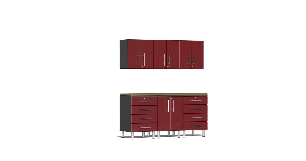 Ulti-MATE Garage 2.0 Series 7-Piece 6' Kit with Bamboo Worktop - Red (UG22072R)