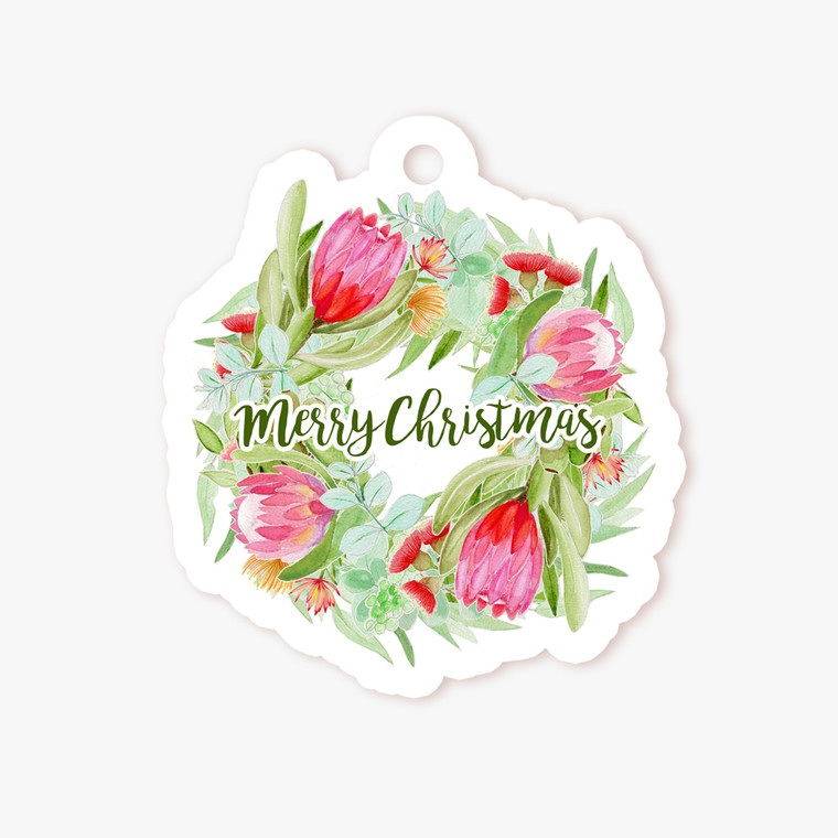 Xmas Protea Wreath Die-cut Tag