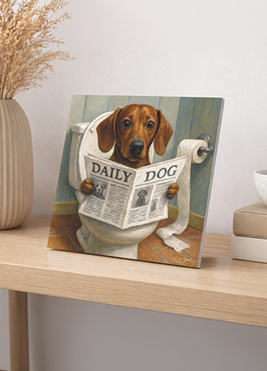 Oh Crap! Dogs On Bogs Ceramic Art Tiles - Vivid Squid Wholesale