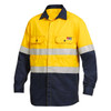 Hard Yakka ShieldTec FR Hi Vis Two Tone Open Front Long Sleeve Shirt with FR Tape 